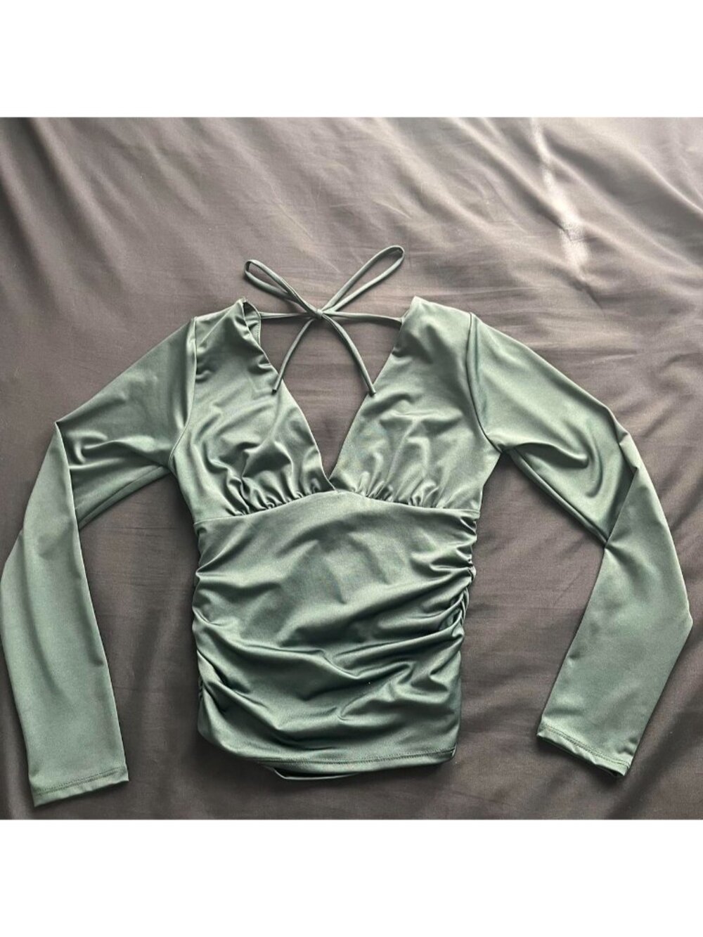 Dark green long sleeve top #gaze #fashion-low...